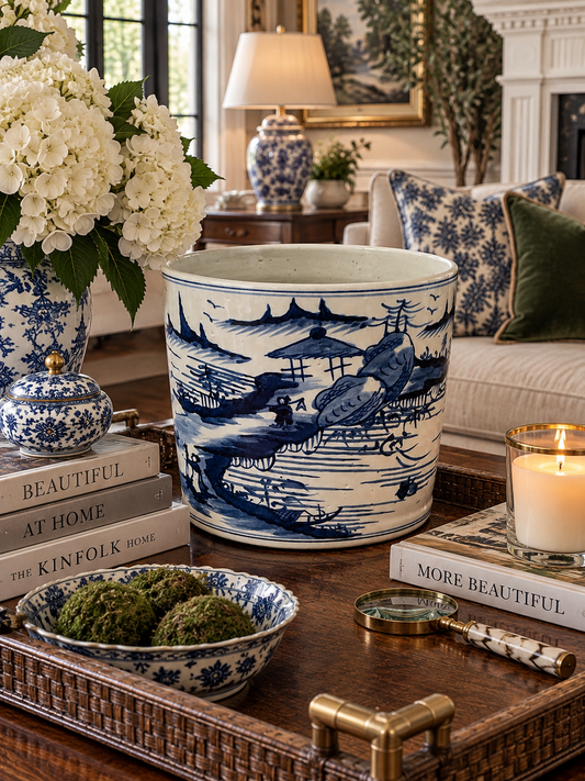 Blue & White Town Decanter