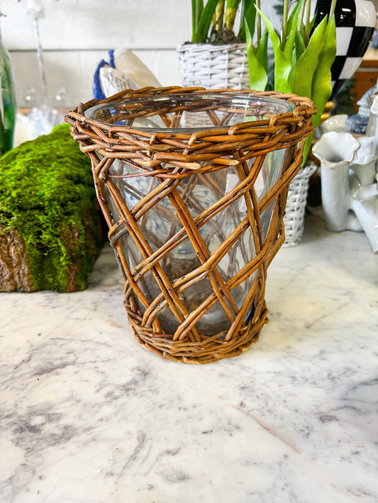 8” Nantucket Woven Wicker Vase