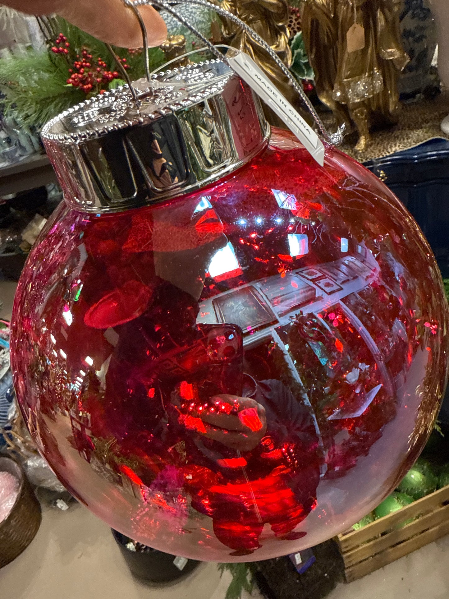 8” Clear Red Ornament