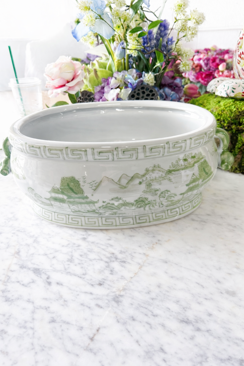 Green and White Planter