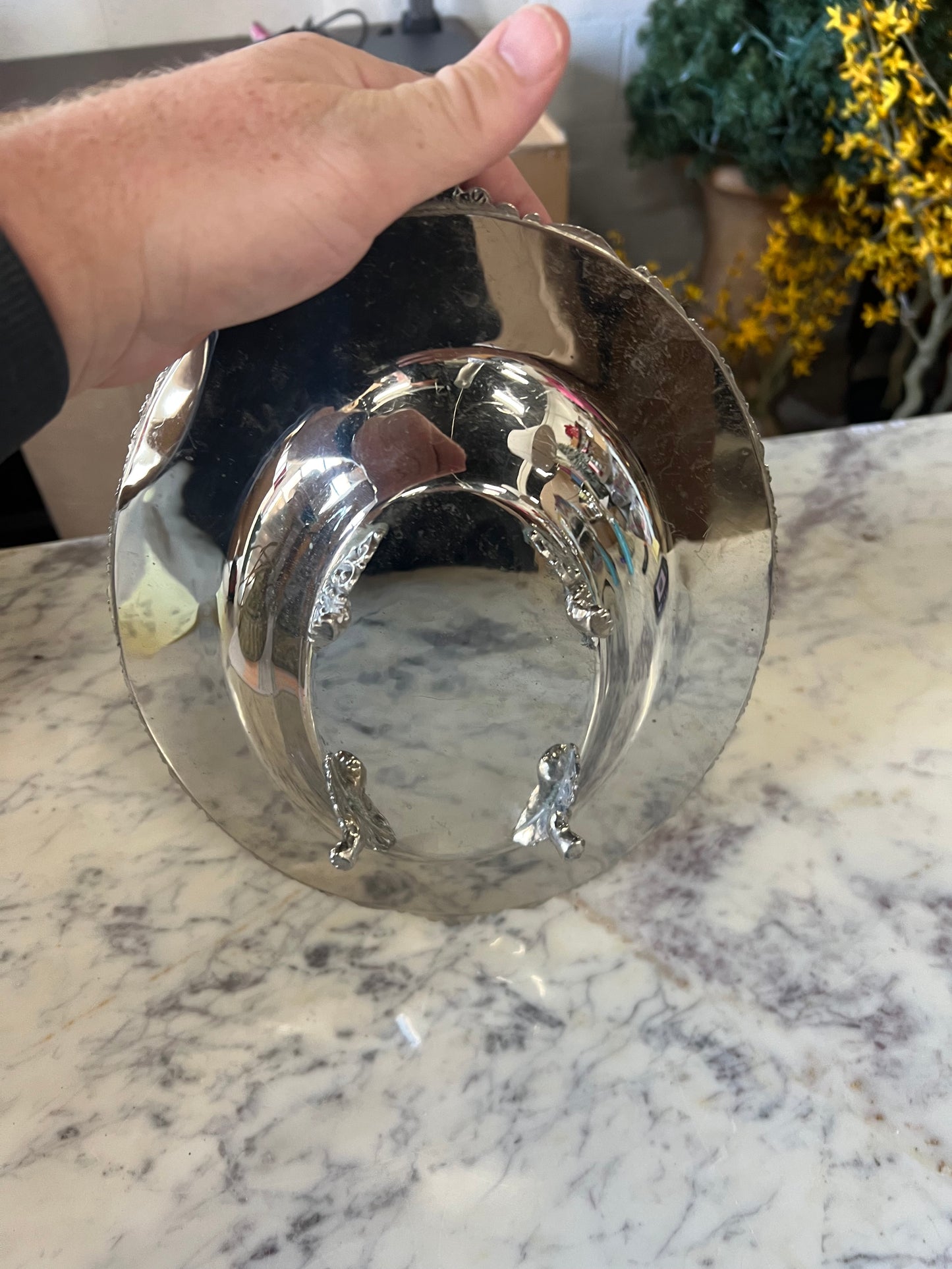 Vintage Silver-Plated Bridal Bowl with Handle