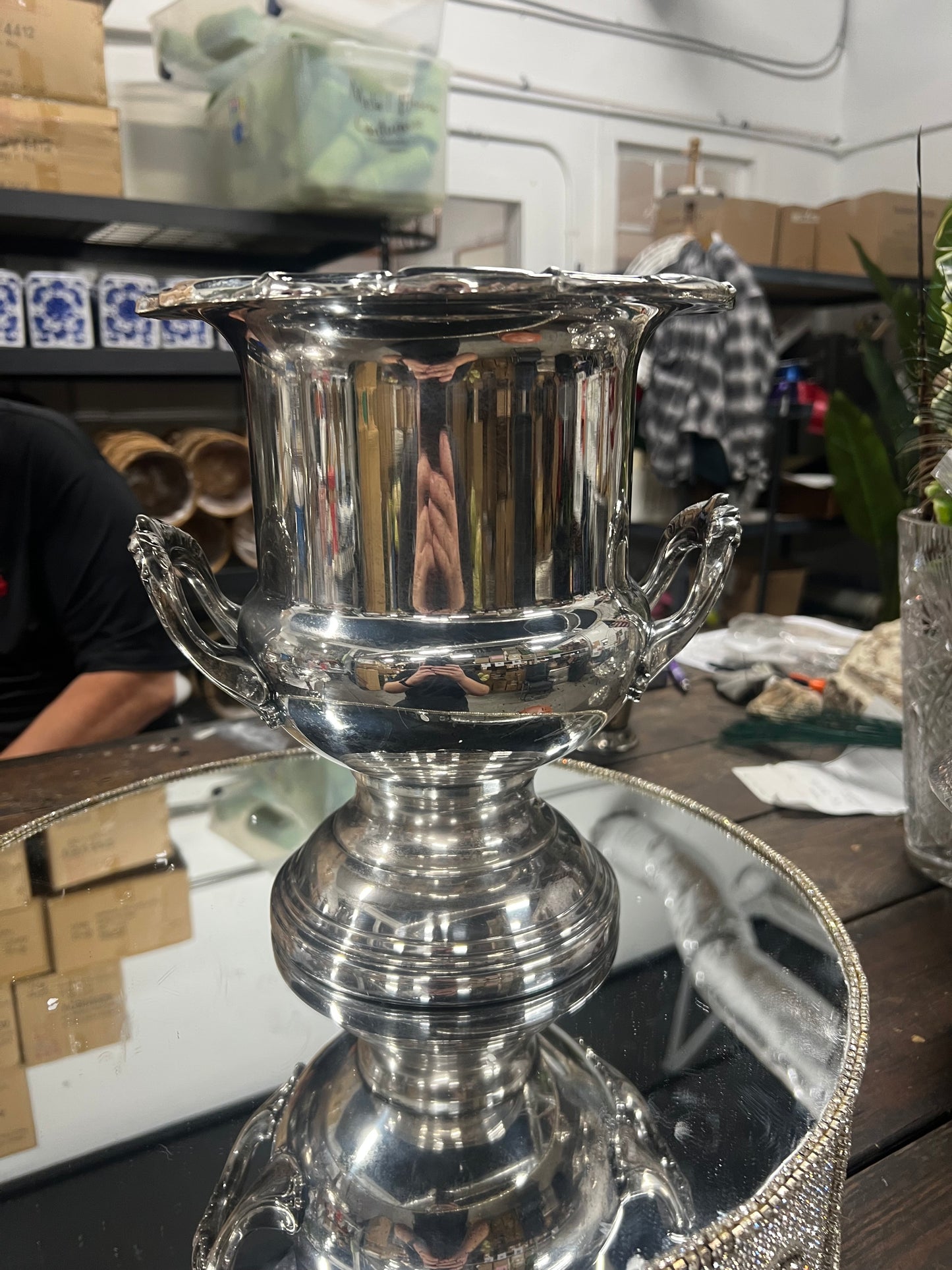Vintage silver-plated champagne urn 4