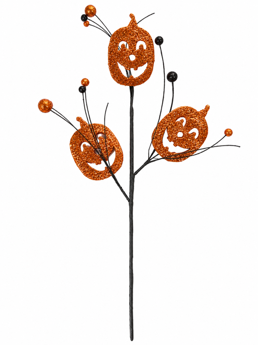 28” Glitter Jack O Lantern spray