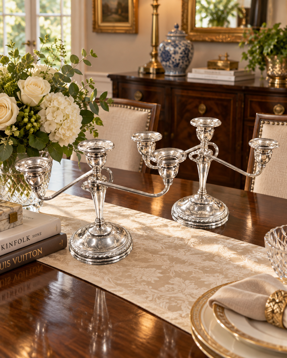 Set of 2 Vintage Sterling Silver Candelabra