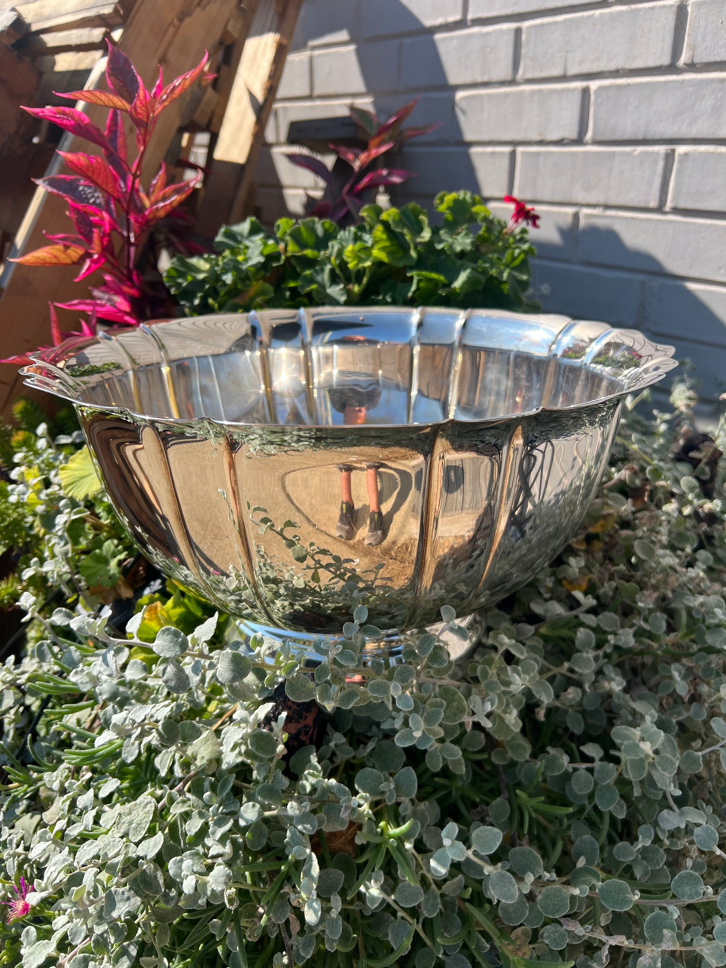 Vintage Silver-Plated on Copper Deep Fruit Bowl