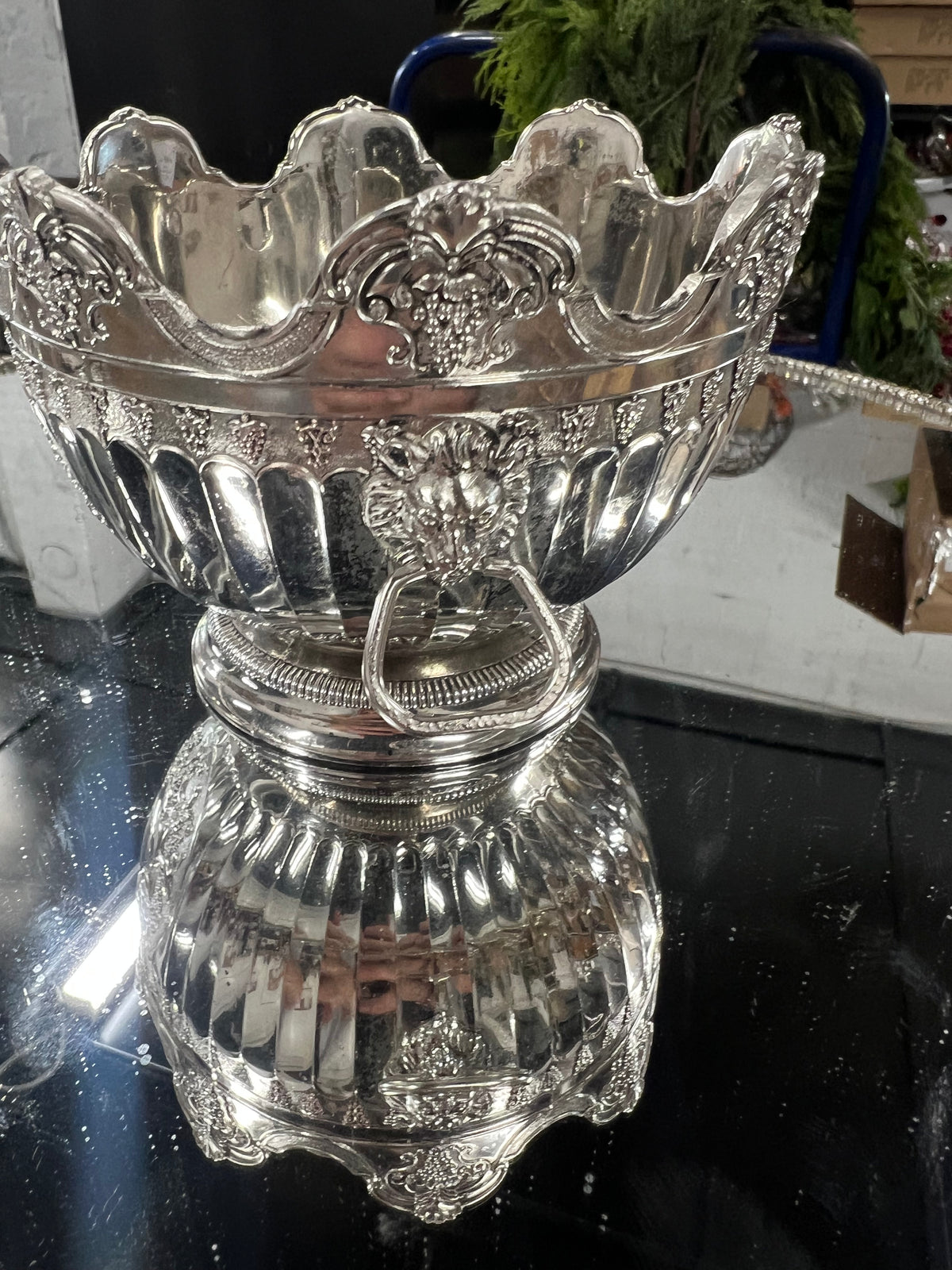 Vintage Silver-Plated Grape & Vine Bonbon Bowl