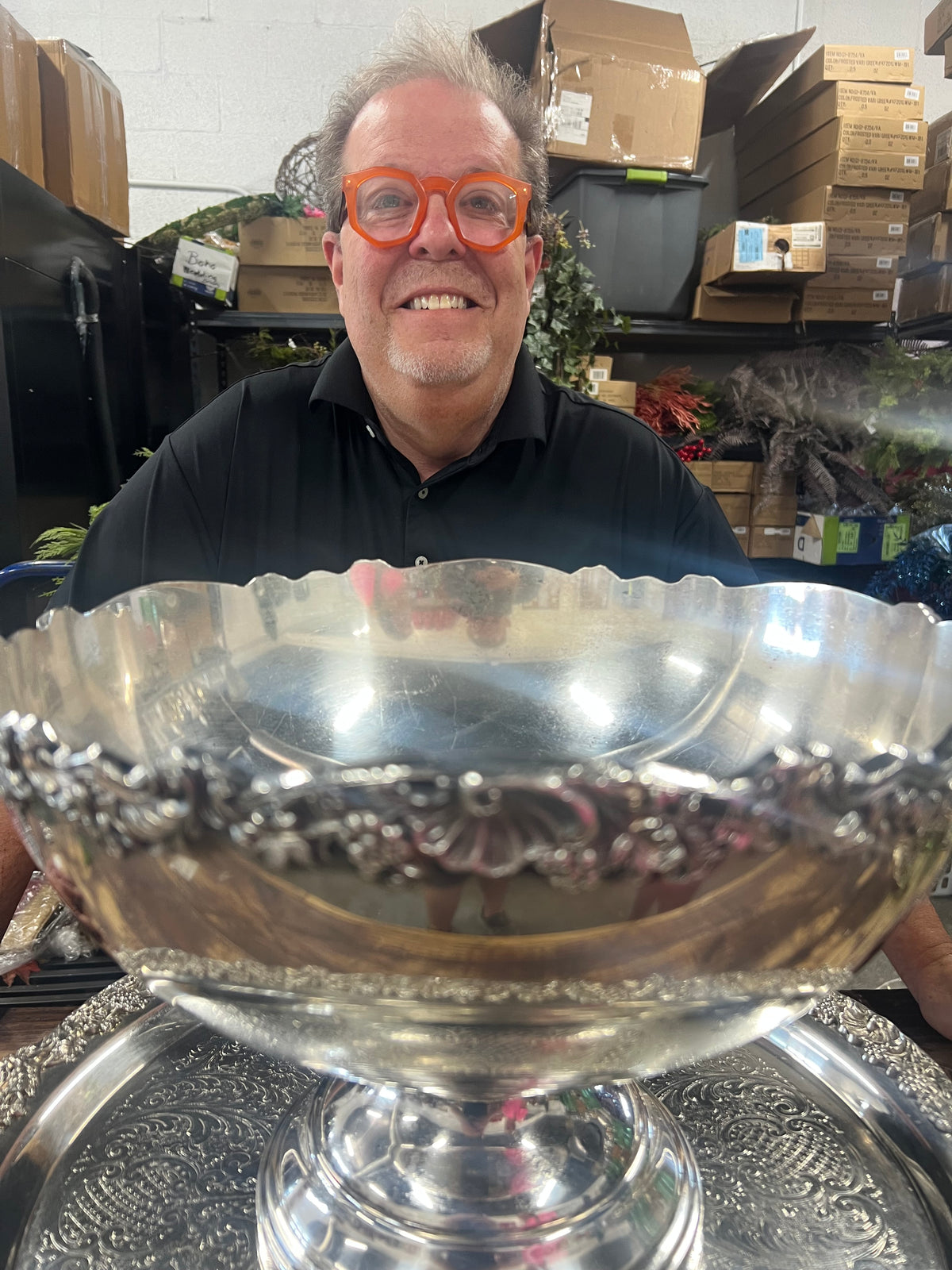 Vintage Silver-Plated F.B Roger’s Punch Bowl and Tray