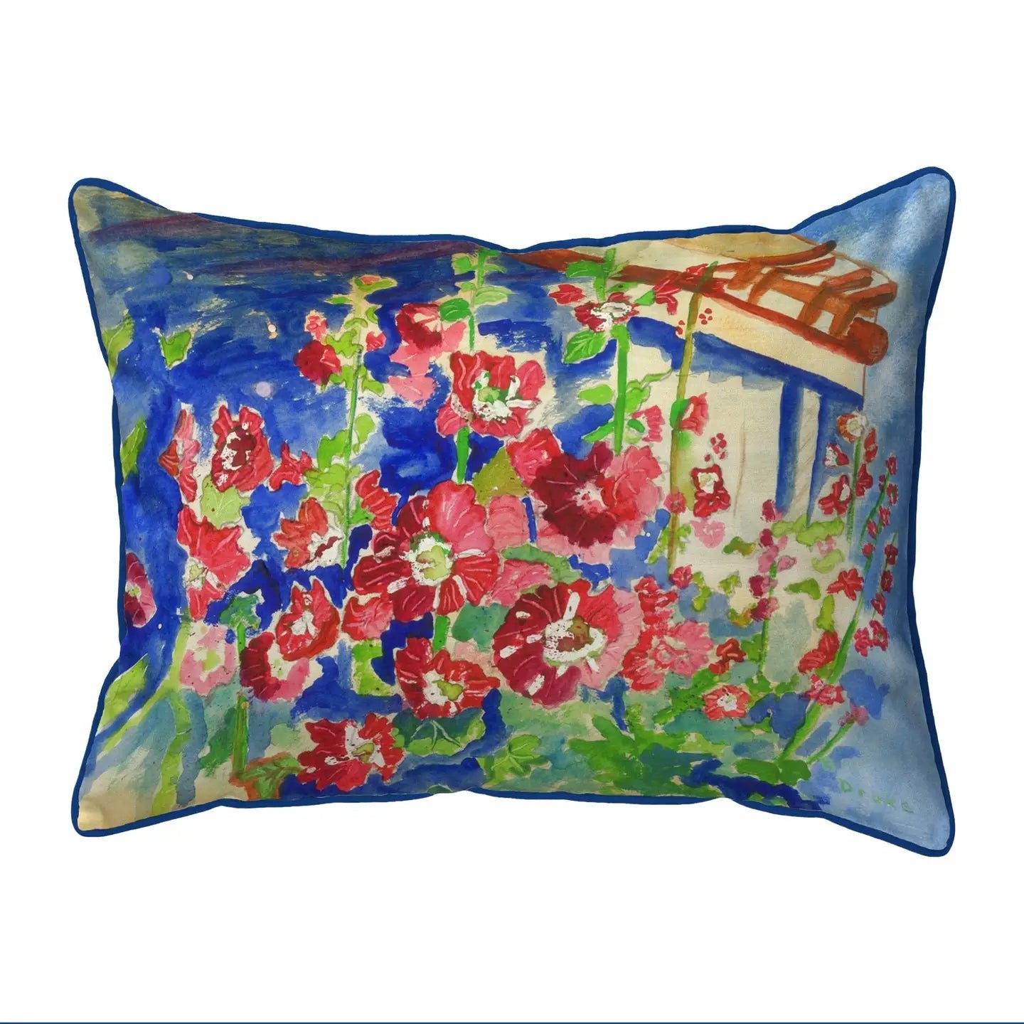 Hollyhocks Corded Pillow