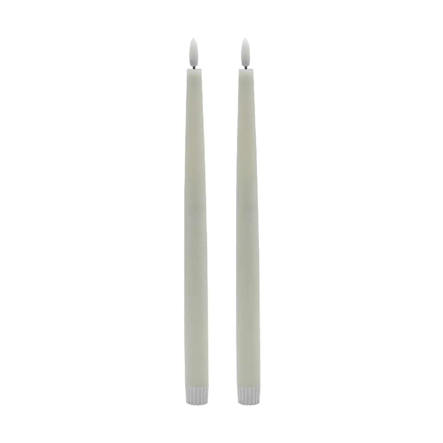 2 Pc Tall White Flameless Taper Candle