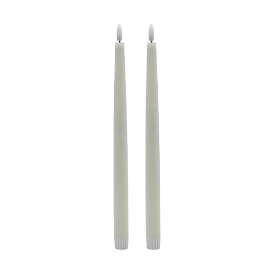 2 Pc Tall White Flameless Taper Candle