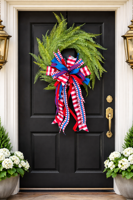 Red White and Blue Fern Wreath