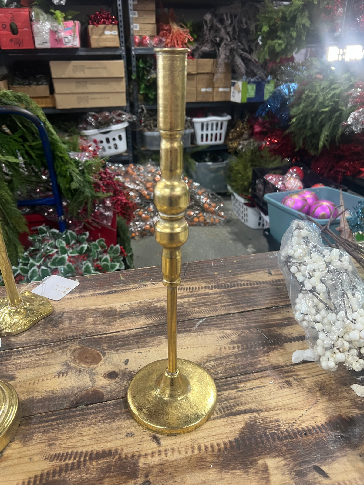 15” Metal Tapper Candle Holder Gold