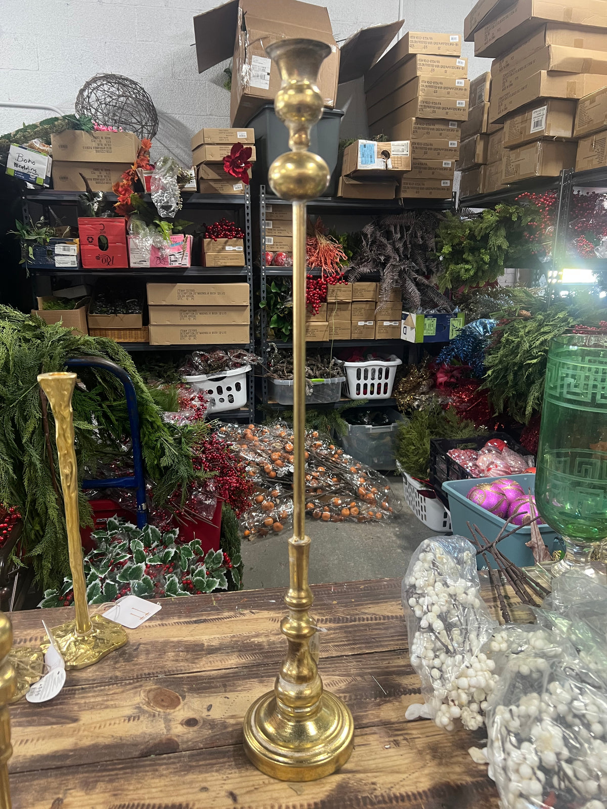27” Metal Tapper Candle Holder Gold