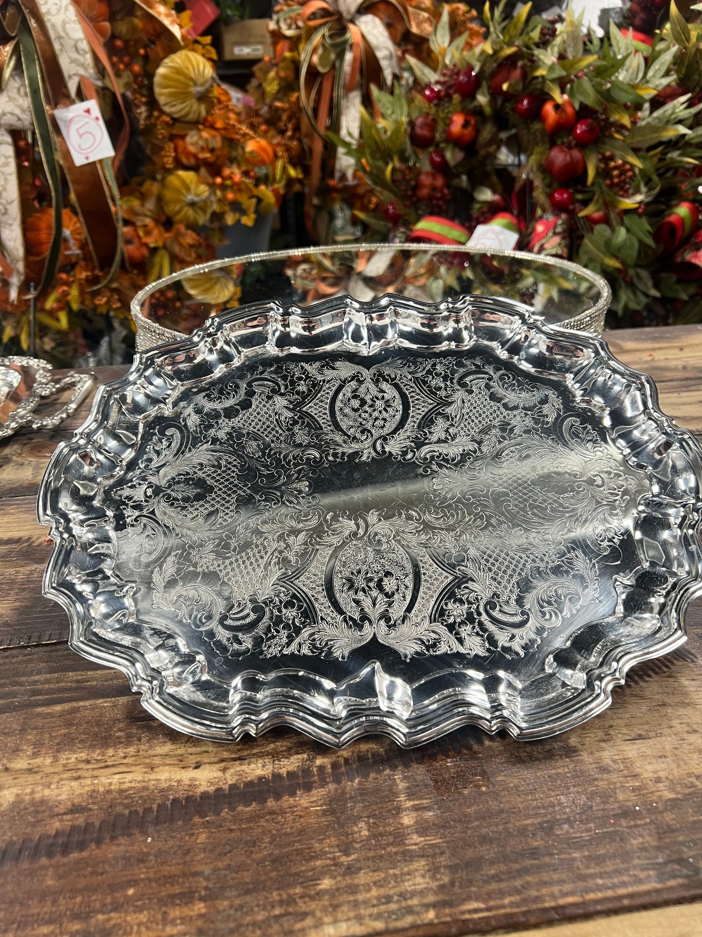 Vintage Silver-Plated Oval Scalloped Footed Tray