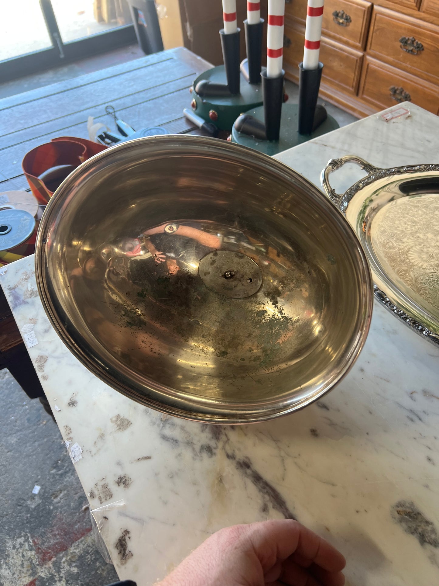 Vintage Silver-Plated Meat Dome with Tray (dent as pictured)
