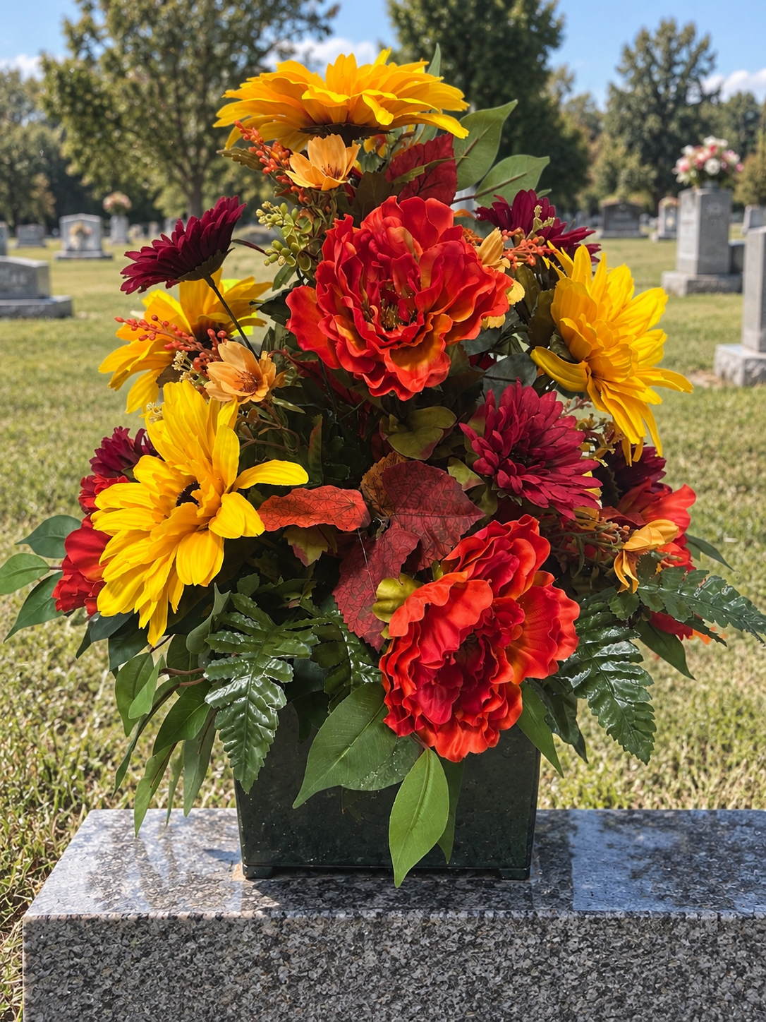 Fall Cemetery Arrangement for Urn