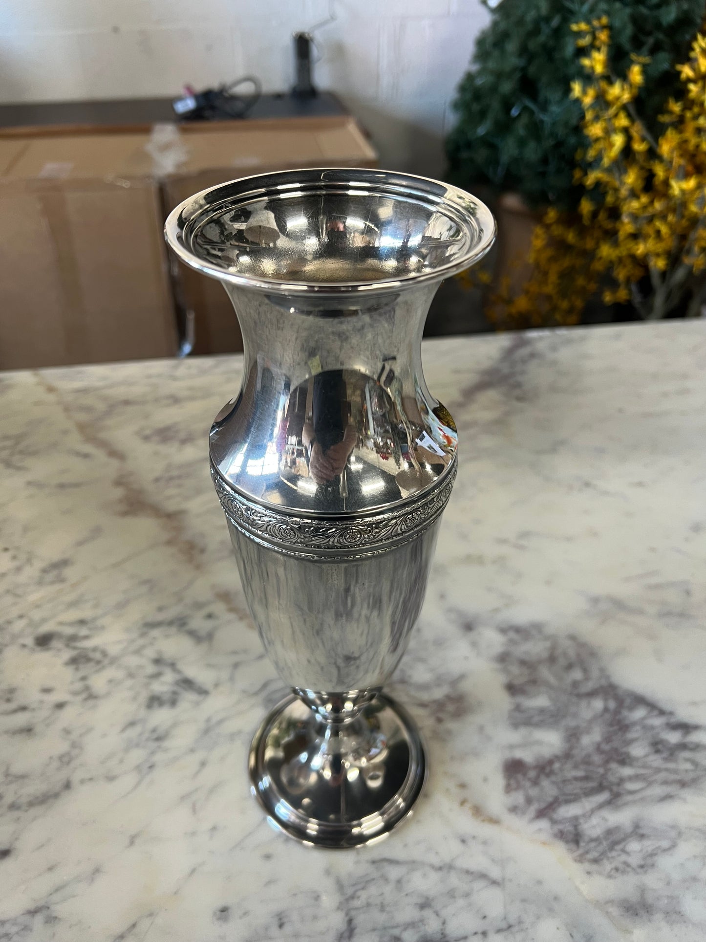 Vintage Silver-Plated Pedestal Vase