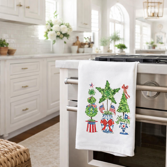 Patriotic Topiary Trio Kitchen Towel