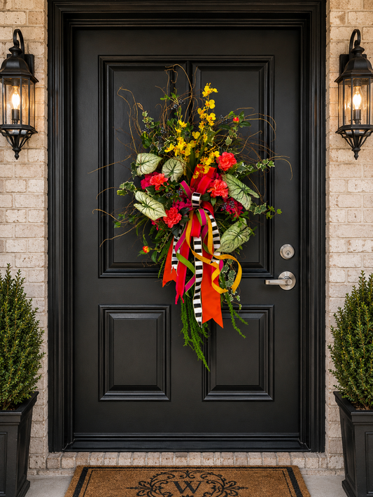 Golden Orchid Garden Wreath