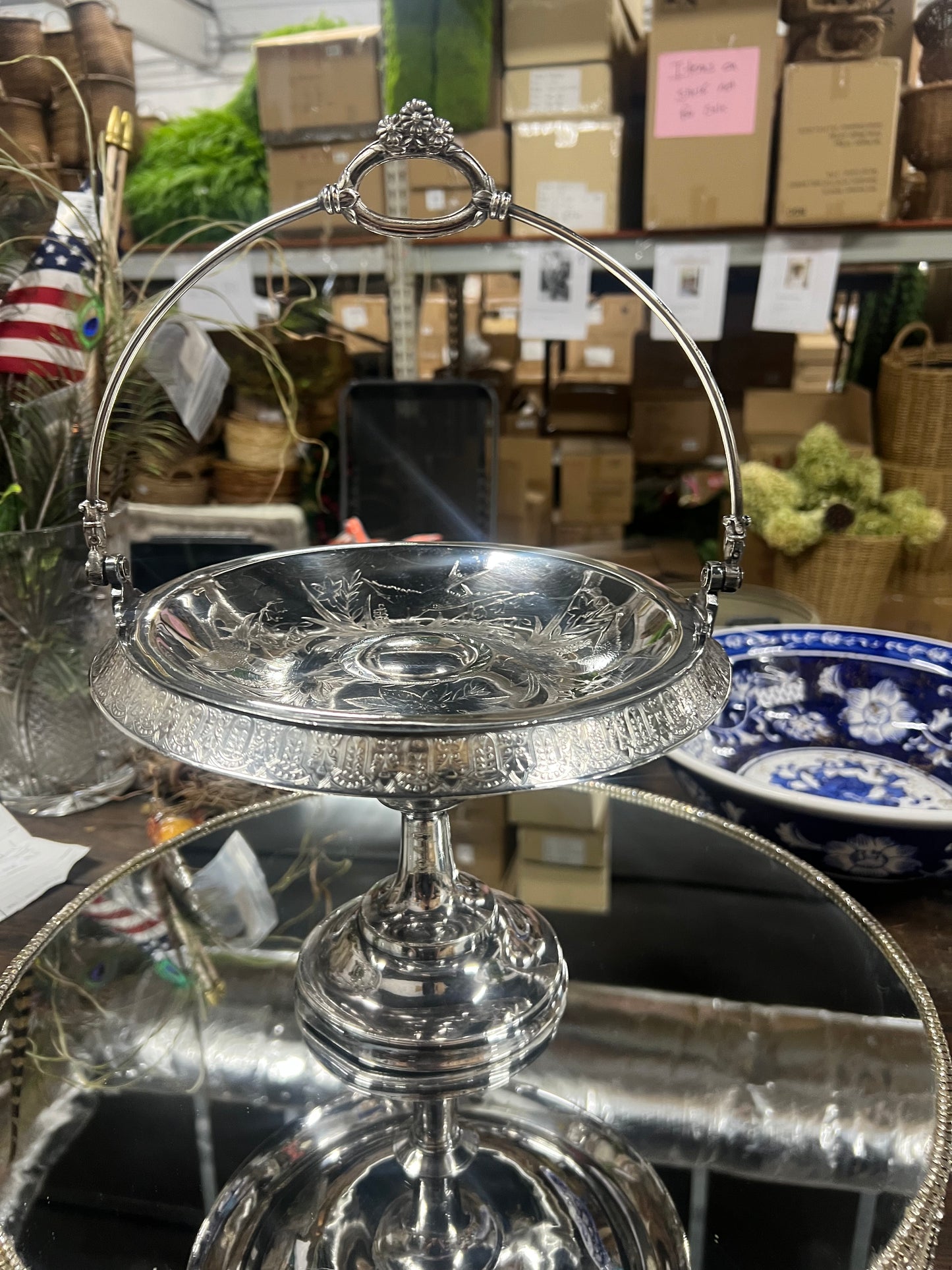 Vintage Silver-Plated Bridal Basket