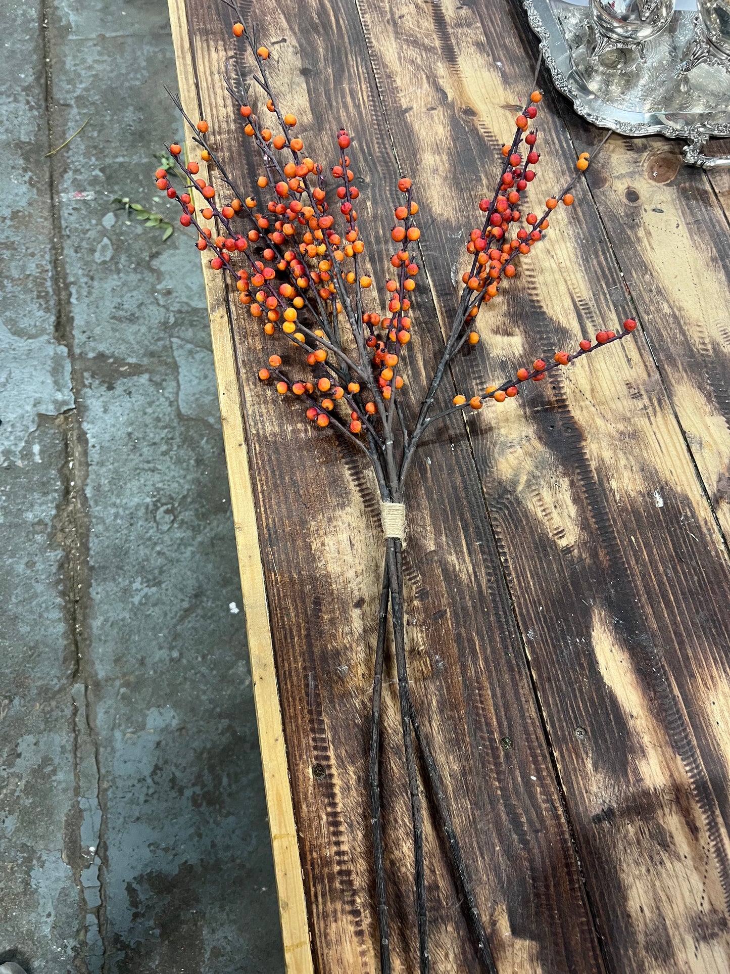 Bundle of 3 Orange Berry Branch Sprays