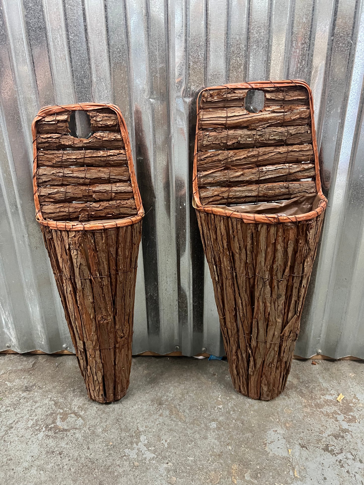 Set of 2 Bark Wall Bark Basket