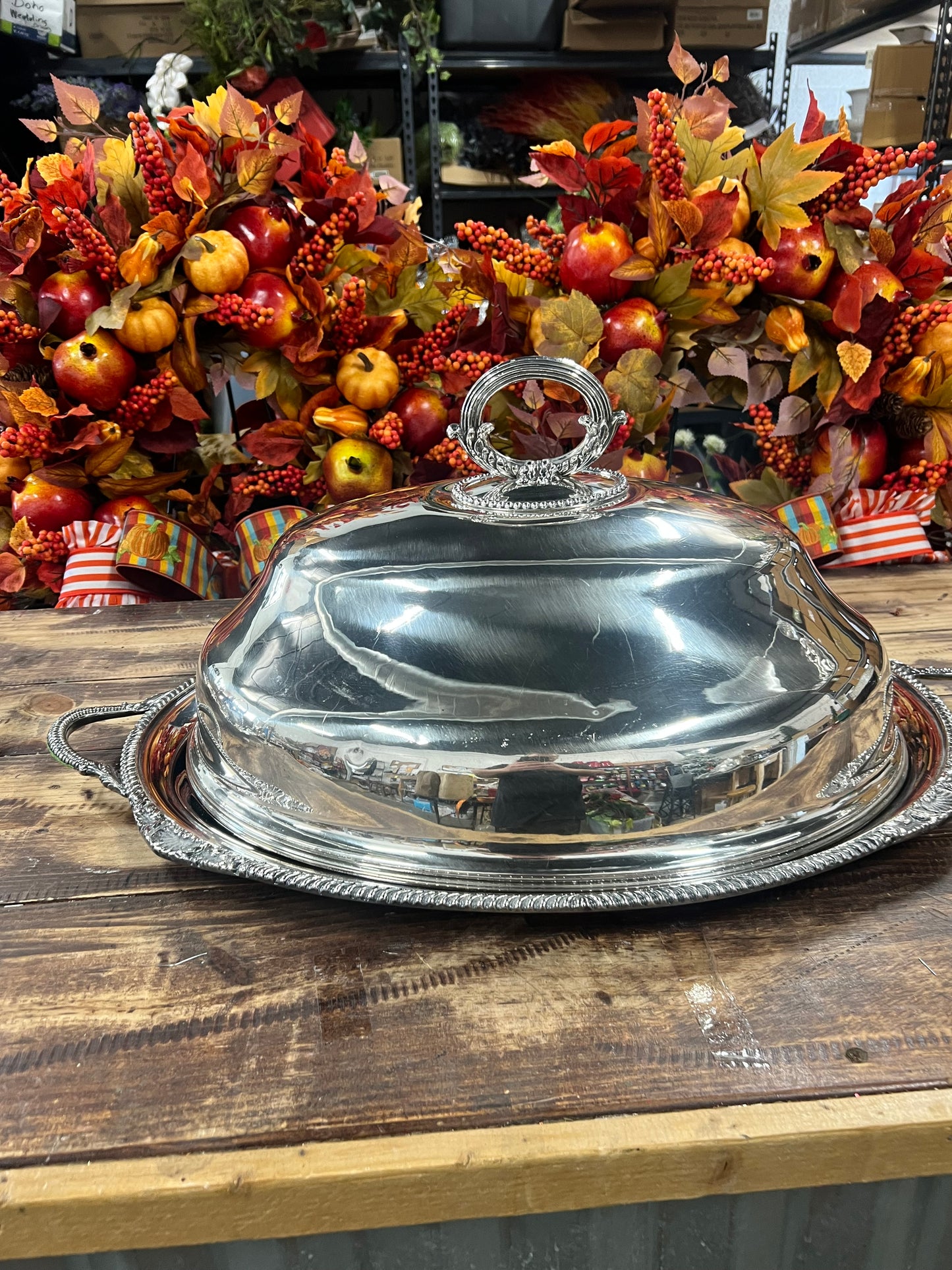 Vintage Silver-Plated Meat Dome with Platter (4)