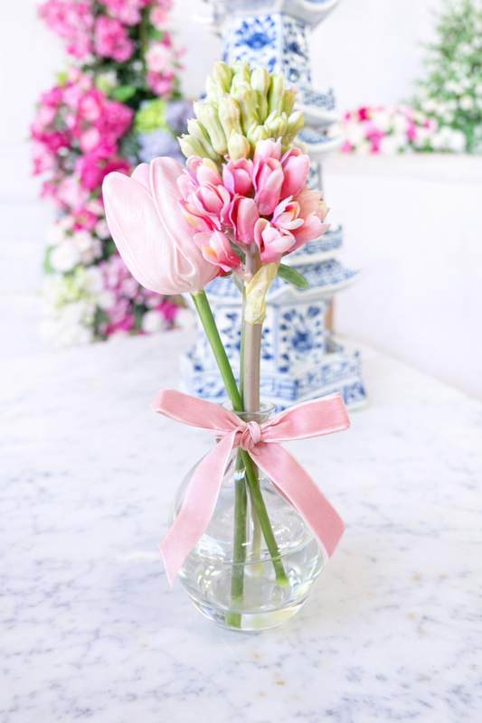 Blush Garden Bud Vase With Flowers