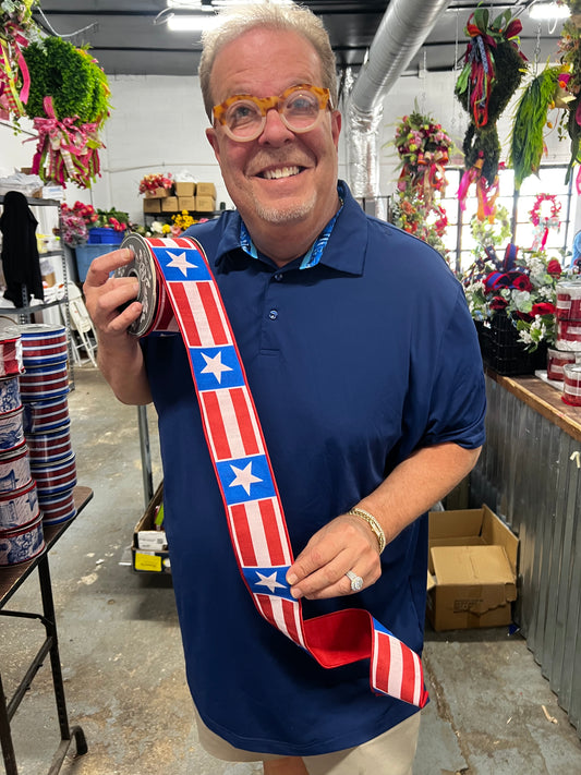 Stars and Stripes Vertical Wired Edge Ribbon