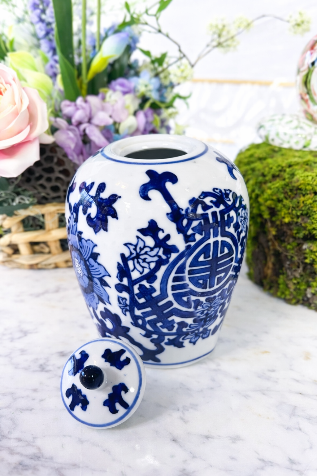 Meera Blue & White Lidded Jar