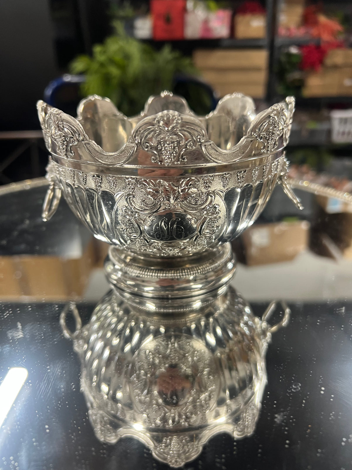 Vintage Silver-Plated Grape & Vine Bonbon Bowl