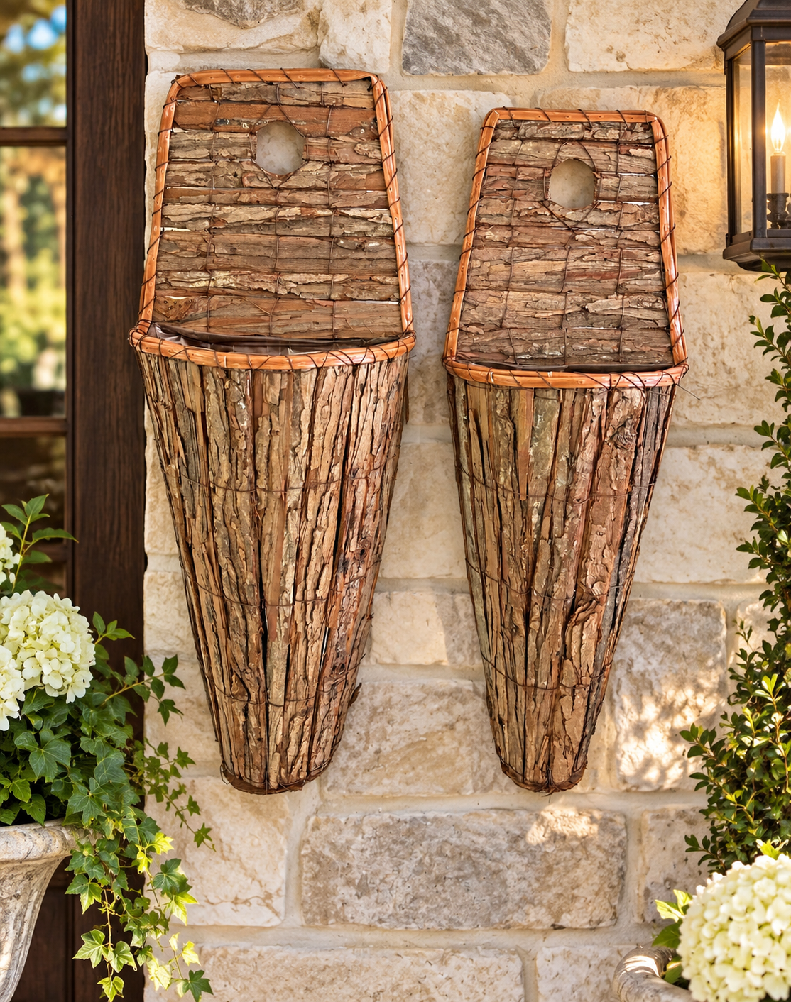 Set of 2 Bark Wall Bark Basket