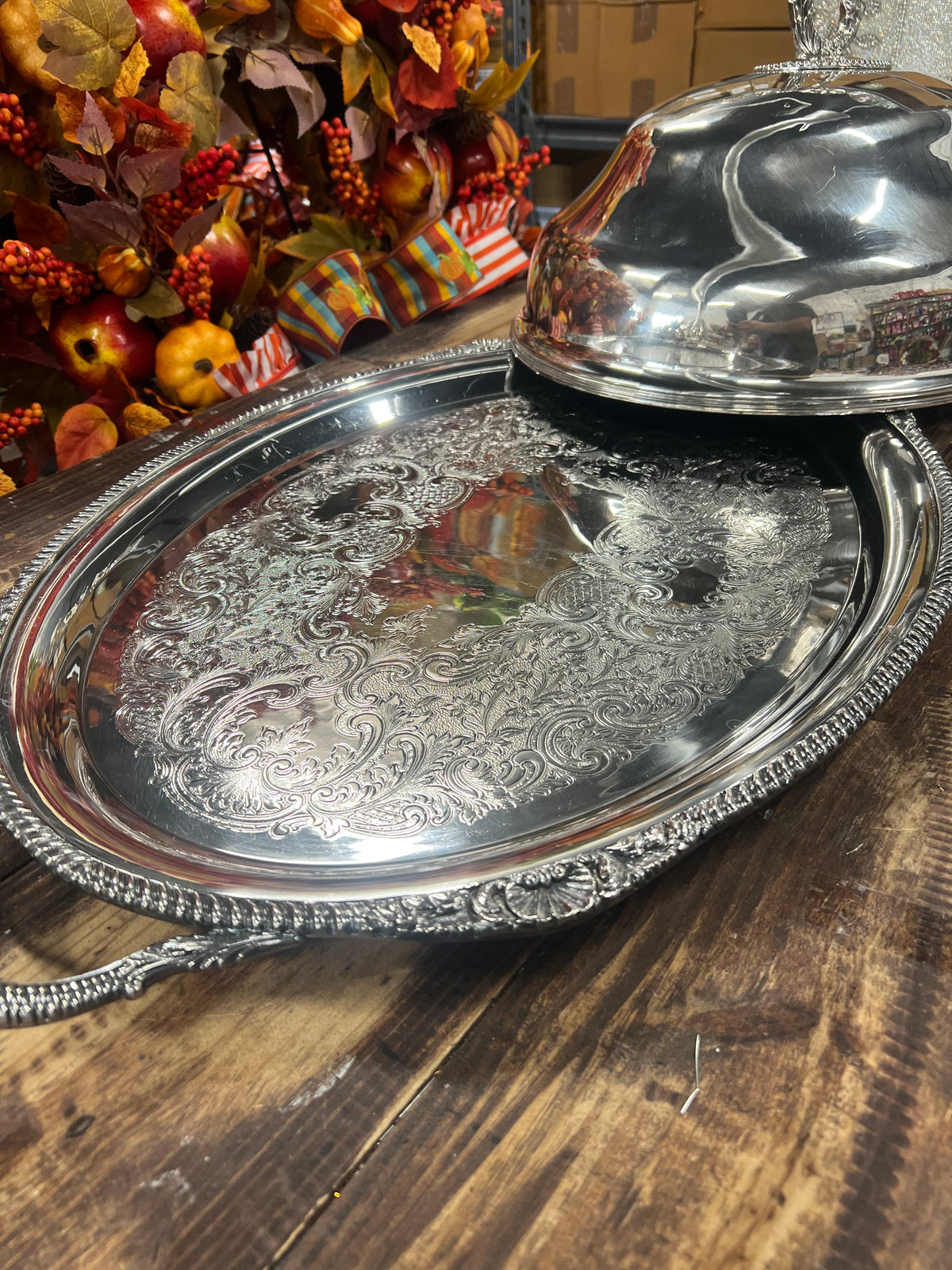 Vintage Silver-Plated Meat Dome with Platter (4)