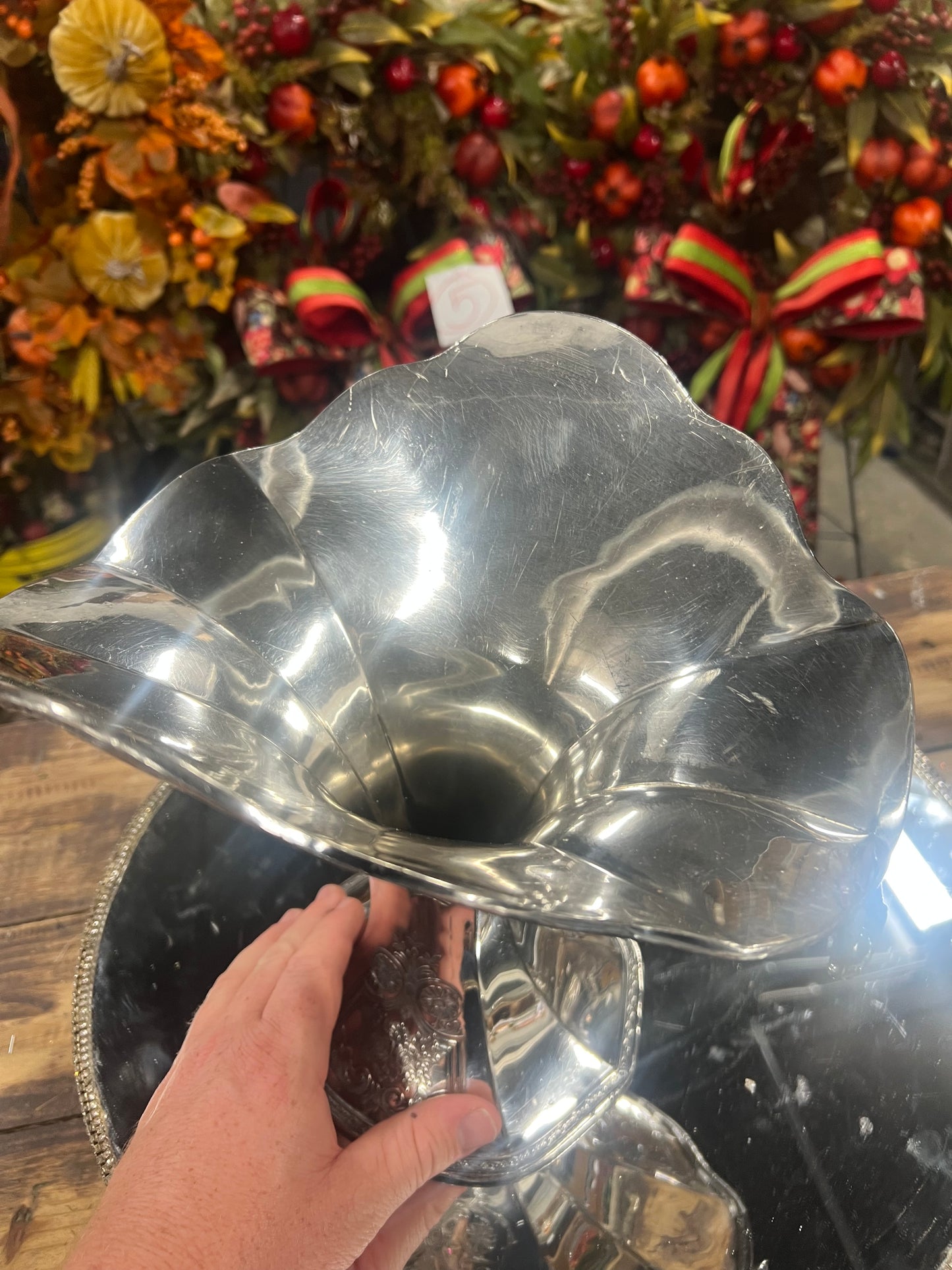 Vintage silver plated widemouth basket ￼
