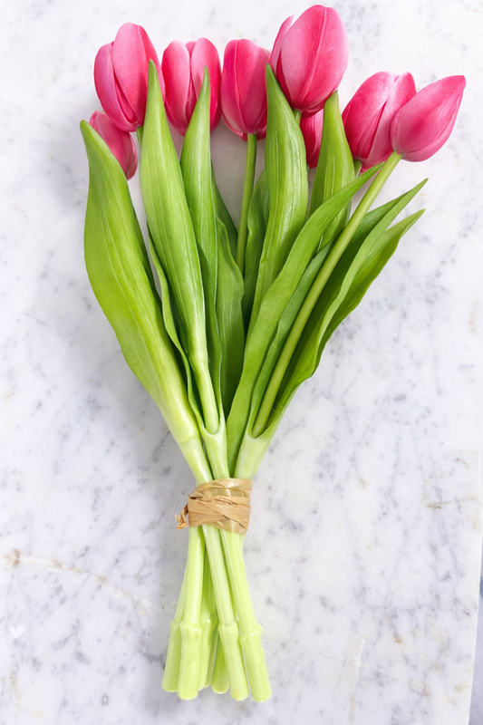 Real Touch Fresh Picked Pink Faux Tulip Bundle of 8 stems
