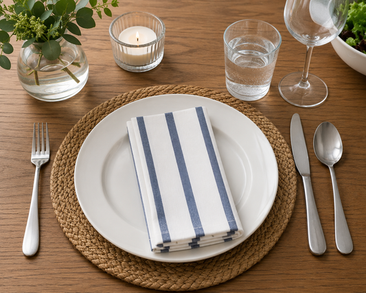 Striped Napkin - Denim Blue and White Shades