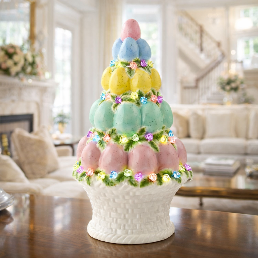 Easter Egg Tree in Basket with Lights