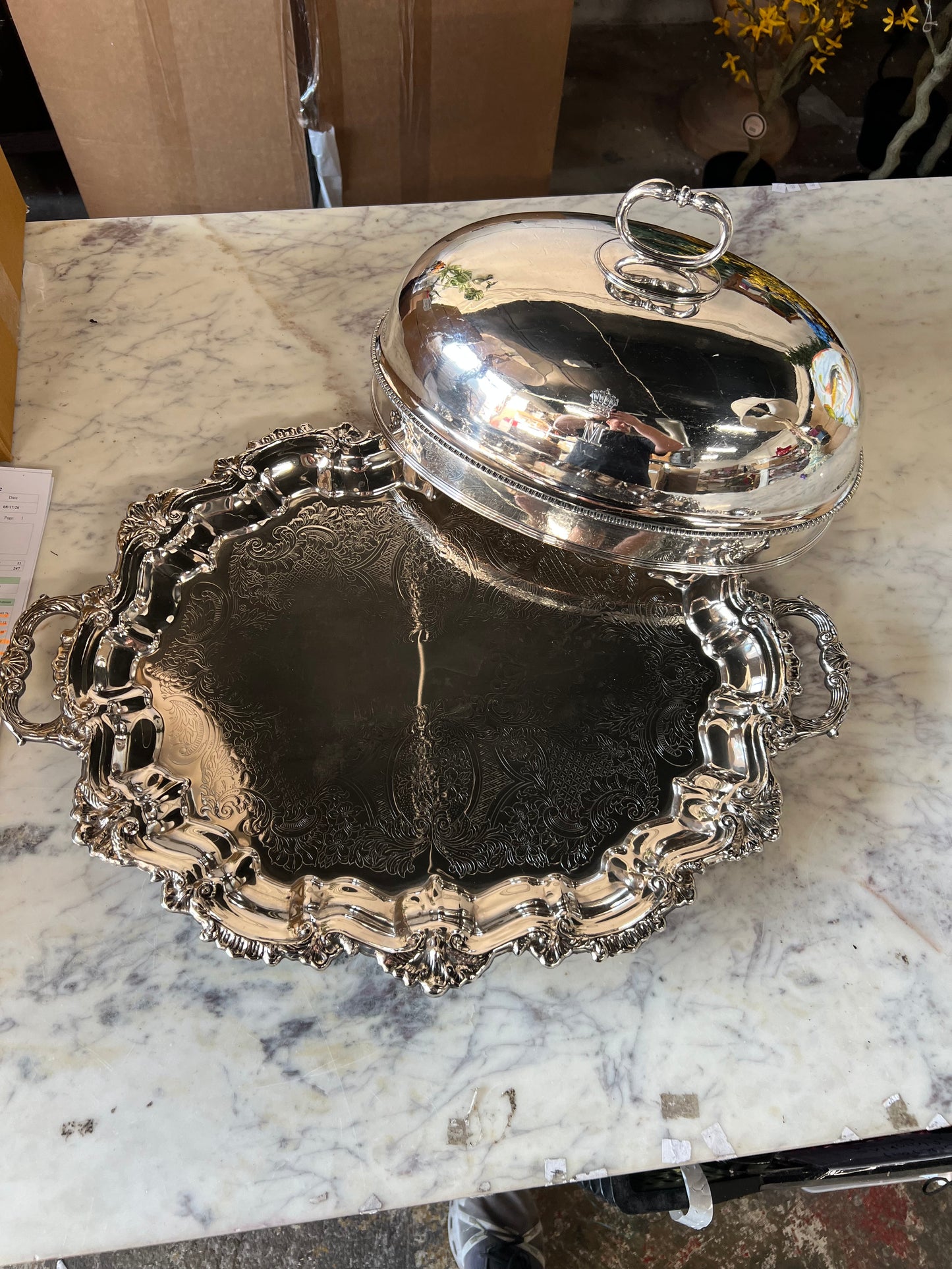 Vintage Silver-Plated Meat Dome with Platter