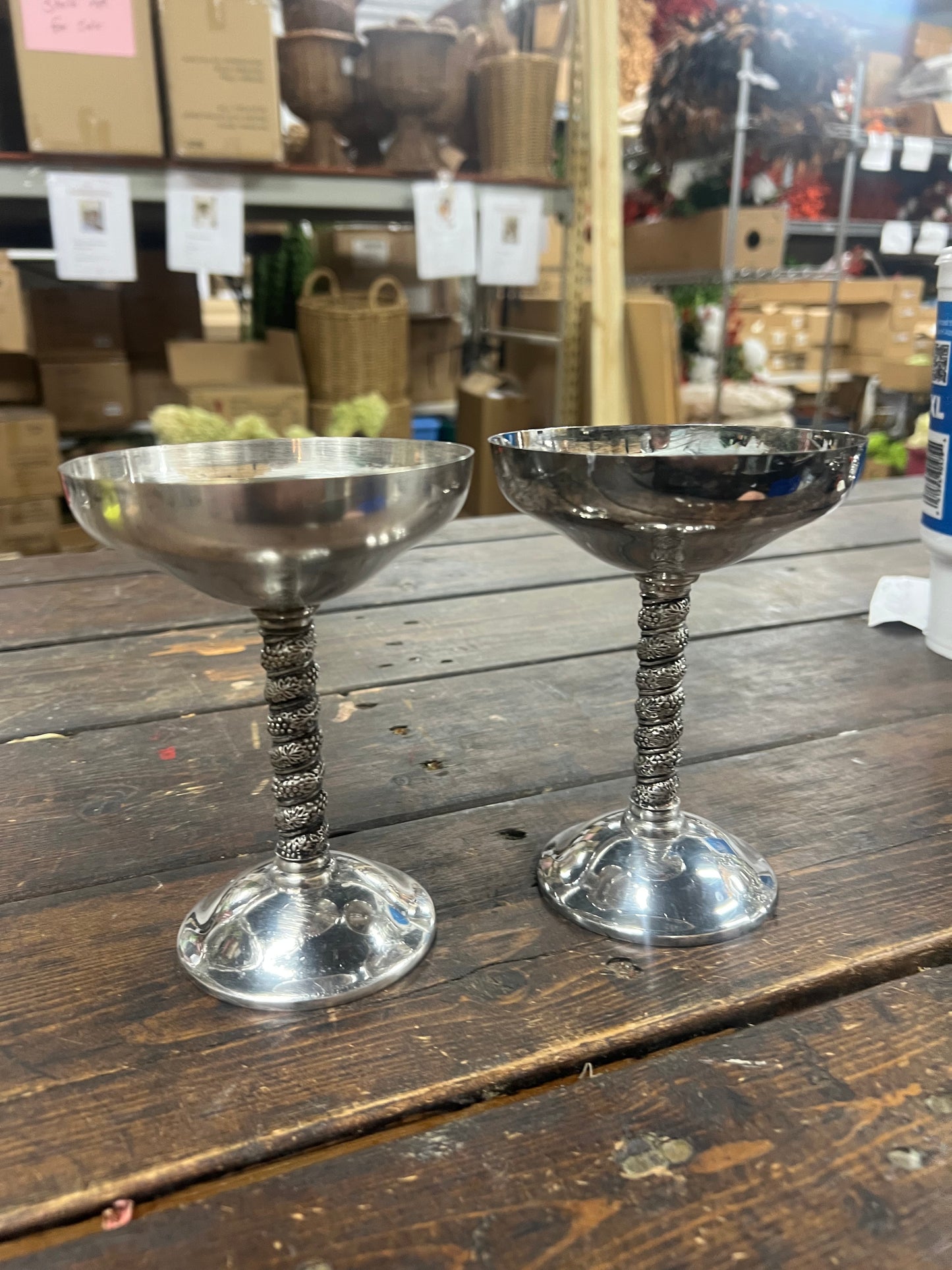 Set of 2 vintage, silver-plated toasting cup
