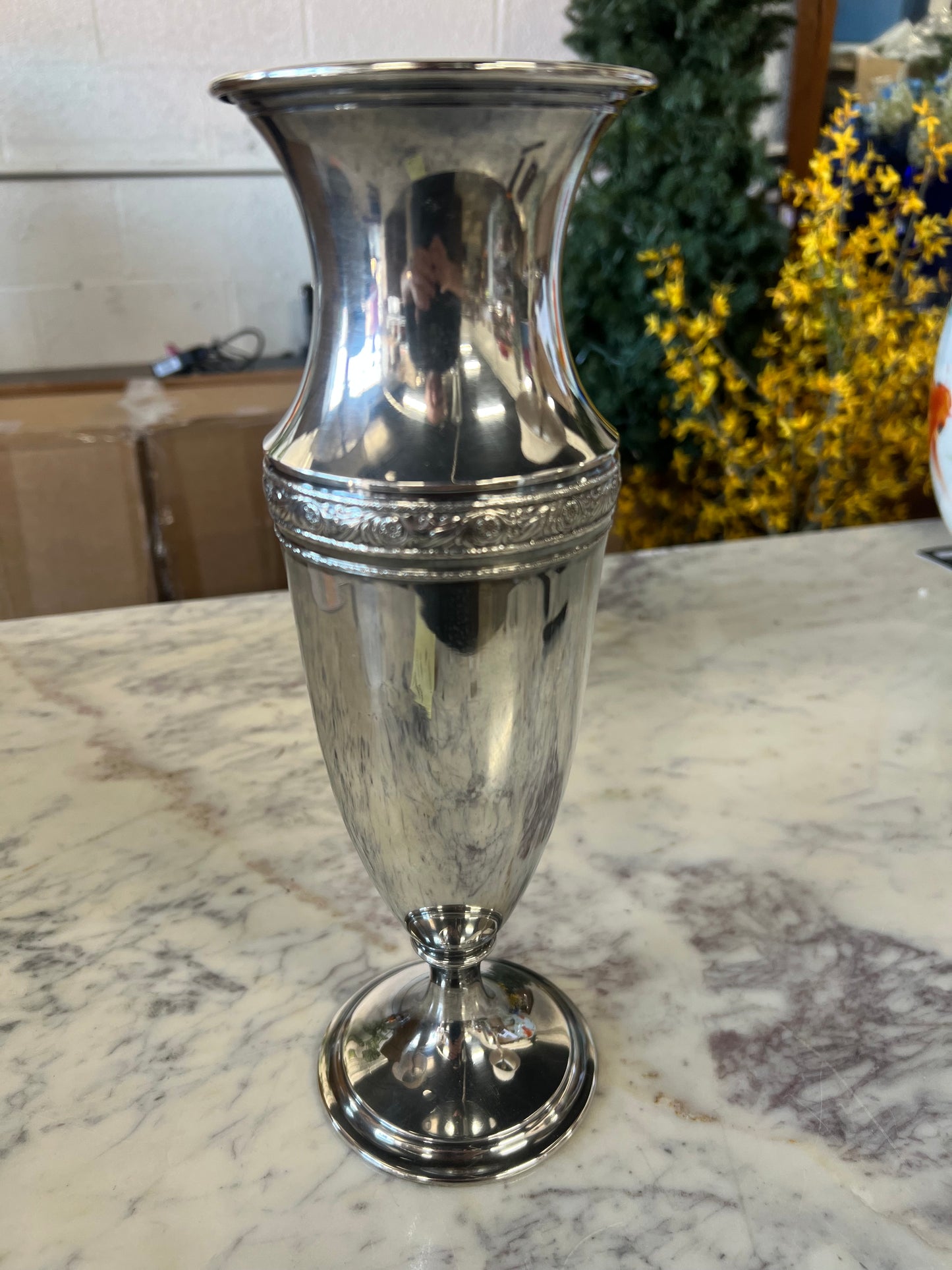Vintage Silver-Plated Pedestal Vase