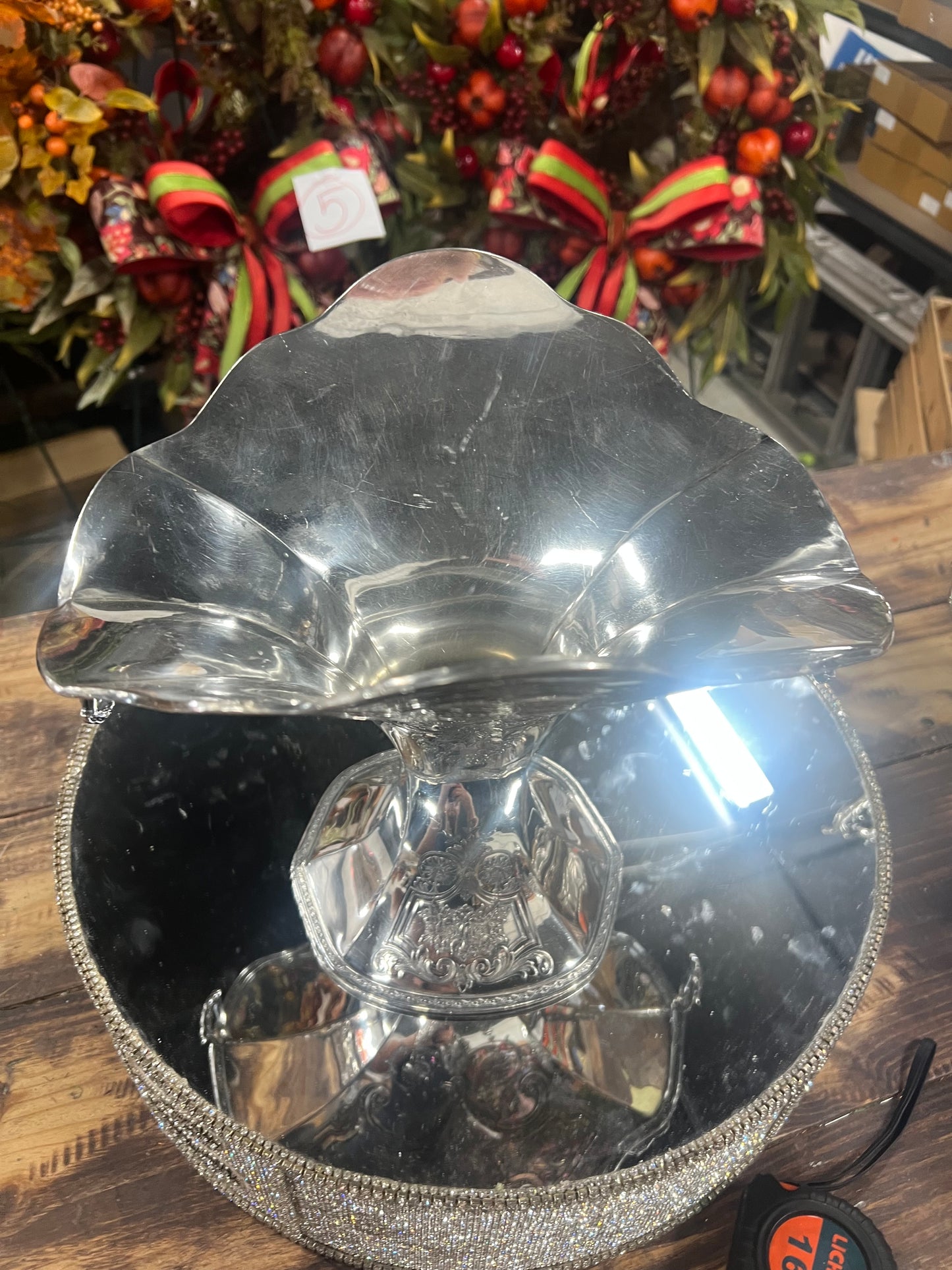 Vintage silver plated widemouth basket ￼
