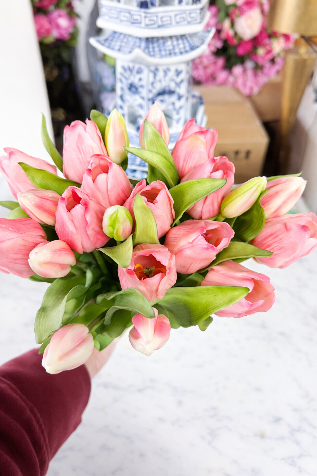 Real Touch Tulip Bundle Pink Bouquet