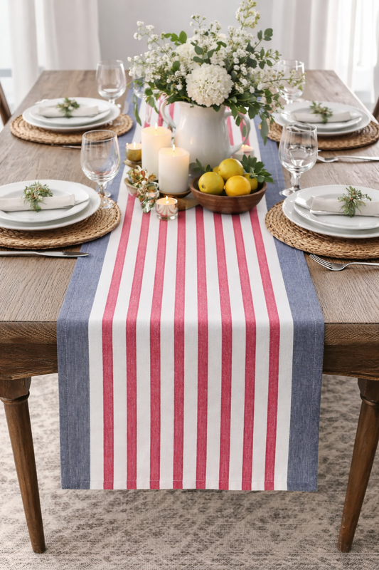 Classic USA Stripe Table Runner