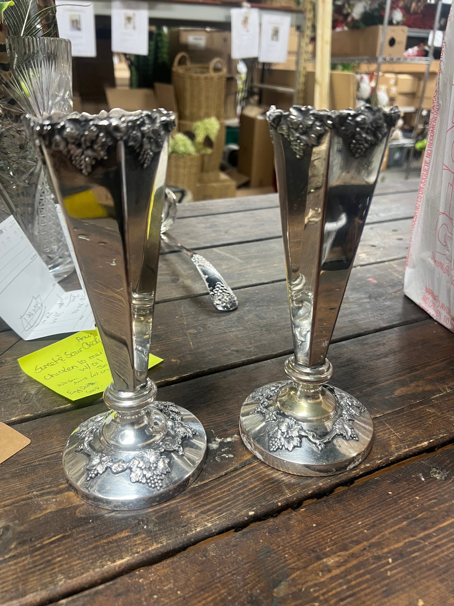 Set of 2 Vintage silver on copper cups
