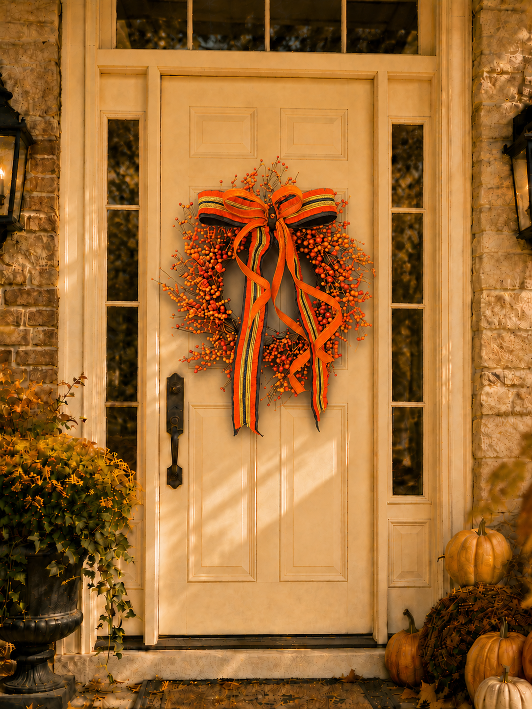 October Sunset Orange Berry Wreath