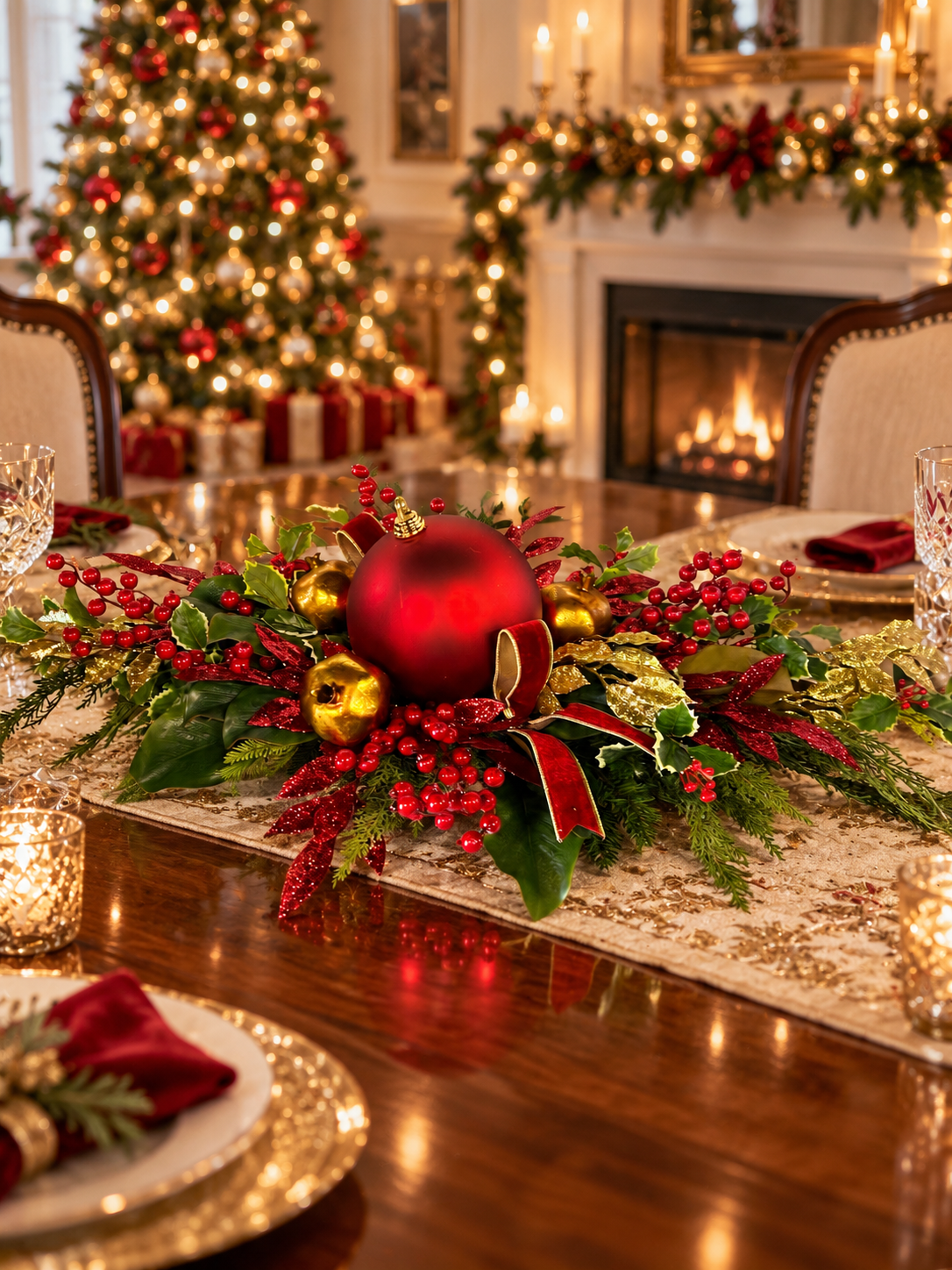 Scarlet & Gold Holiday Charm Centerpiece