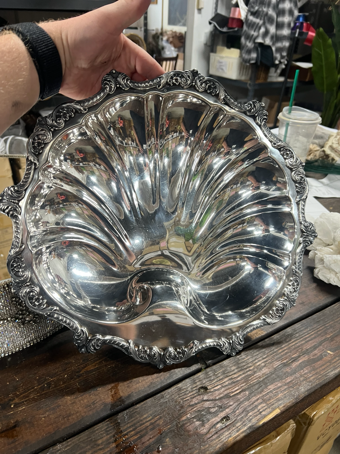 Vintage Silver-Plated Clam Shell Bowl