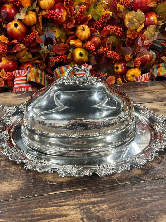 Vintage Silver Plated Meat Dome with Platter (6)