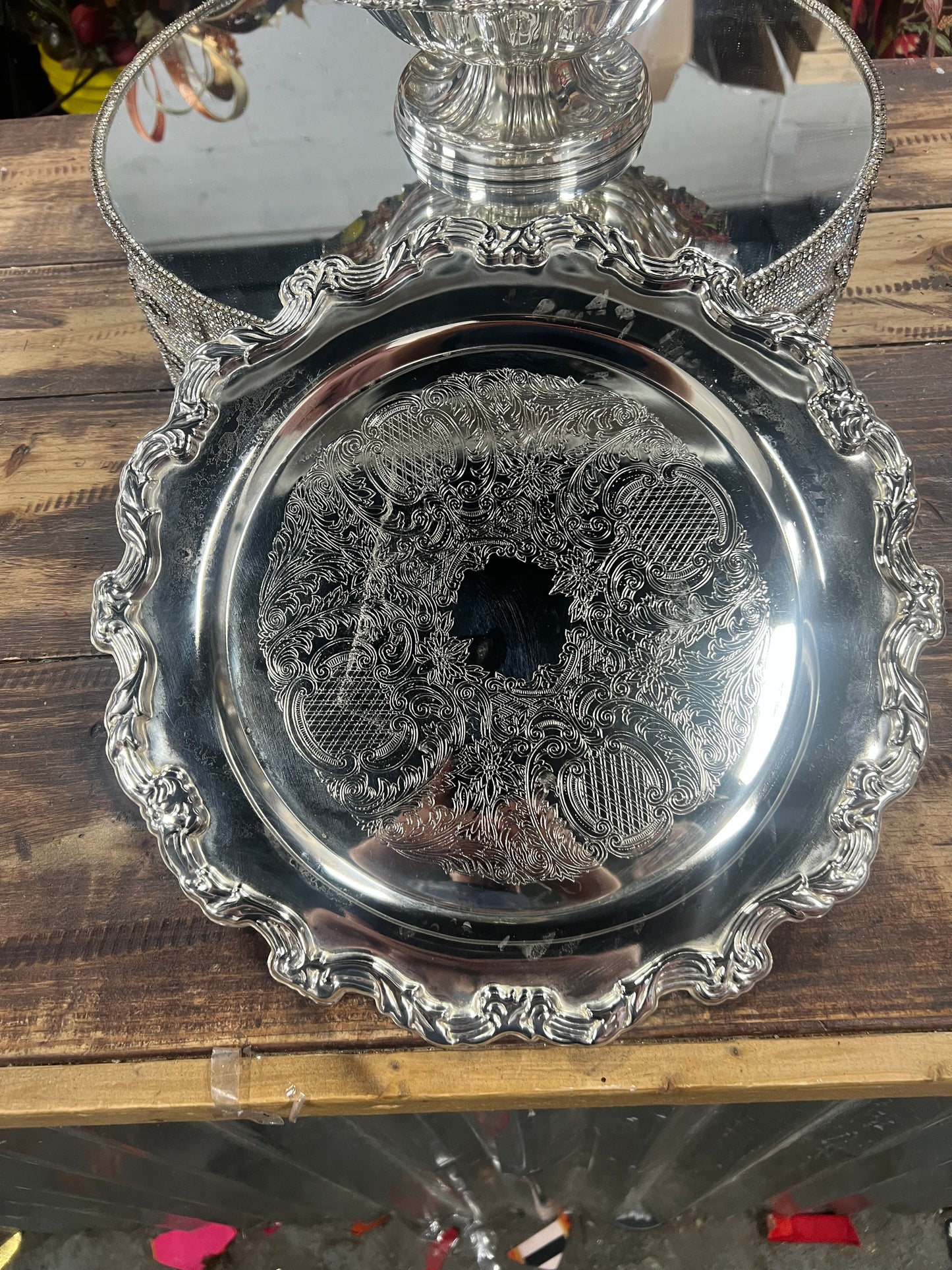 Vintage Silver Plated 13” serving tray