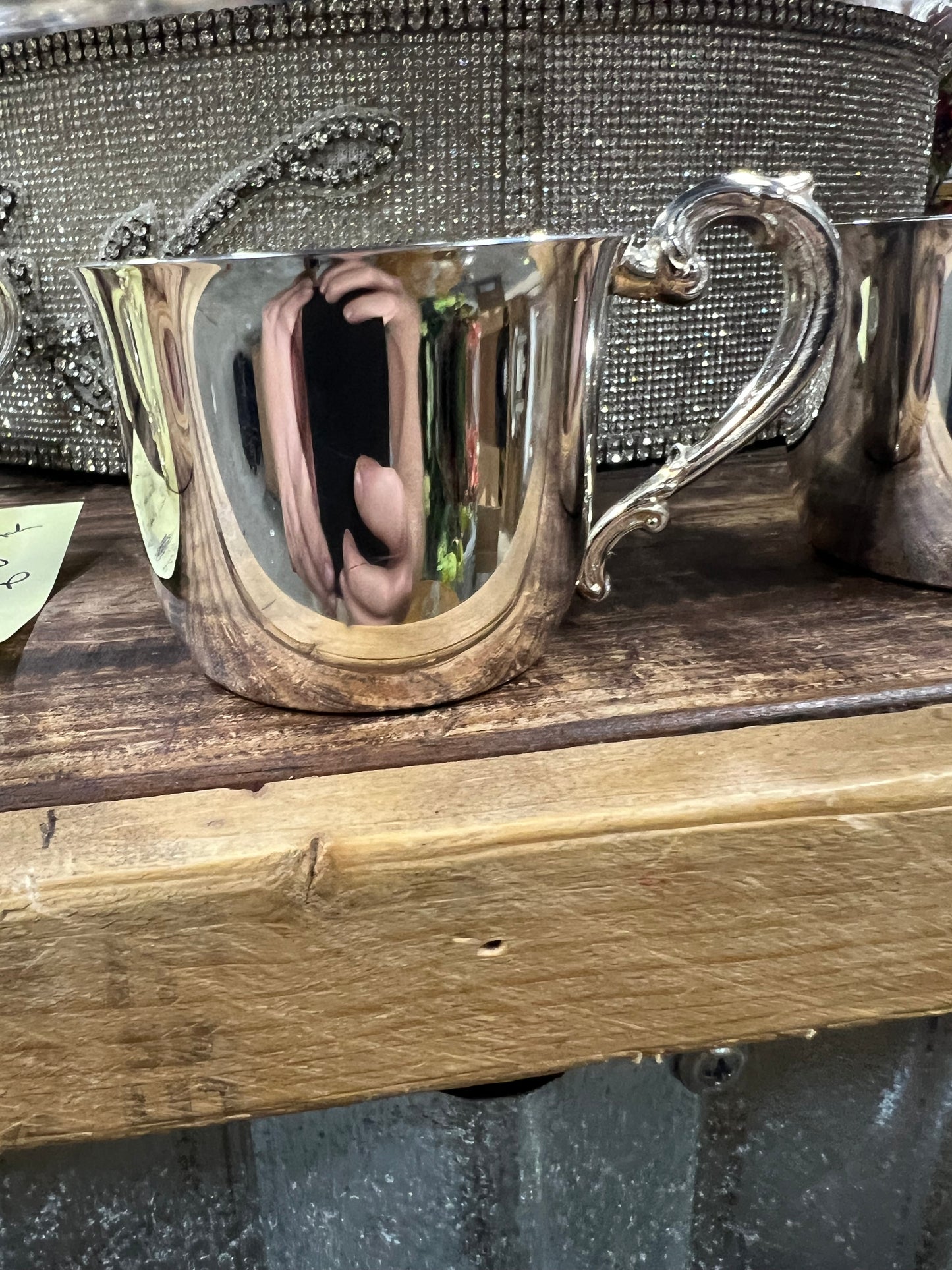 Vintage silver plated punch bowl with tray and 10 cups